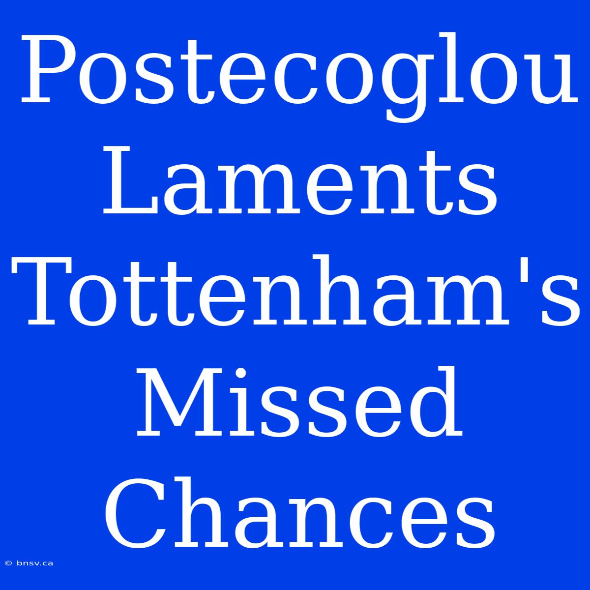 Postecoglou Laments Tottenham's Missed Chances