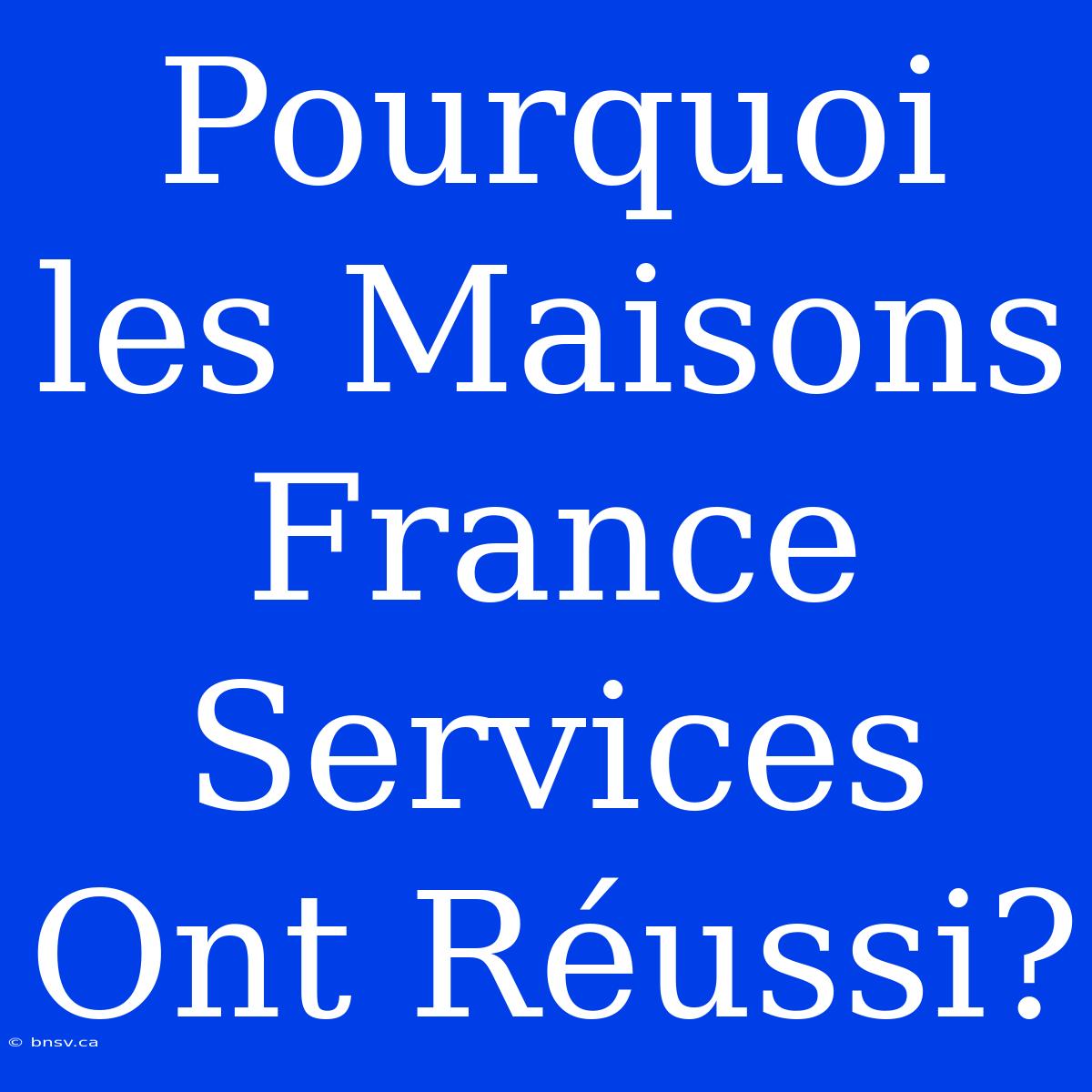 Pourquoi Les Maisons France Services Ont Réussi?