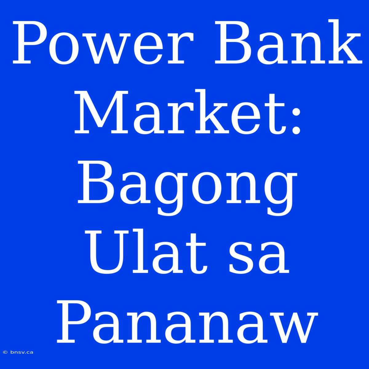 Power Bank Market: Bagong Ulat Sa Pananaw