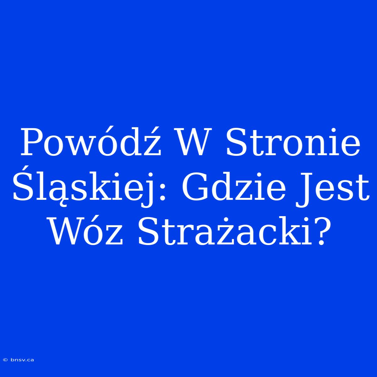 Powódź W Stronie Śląskiej: Gdzie Jest Wóz Strażacki?