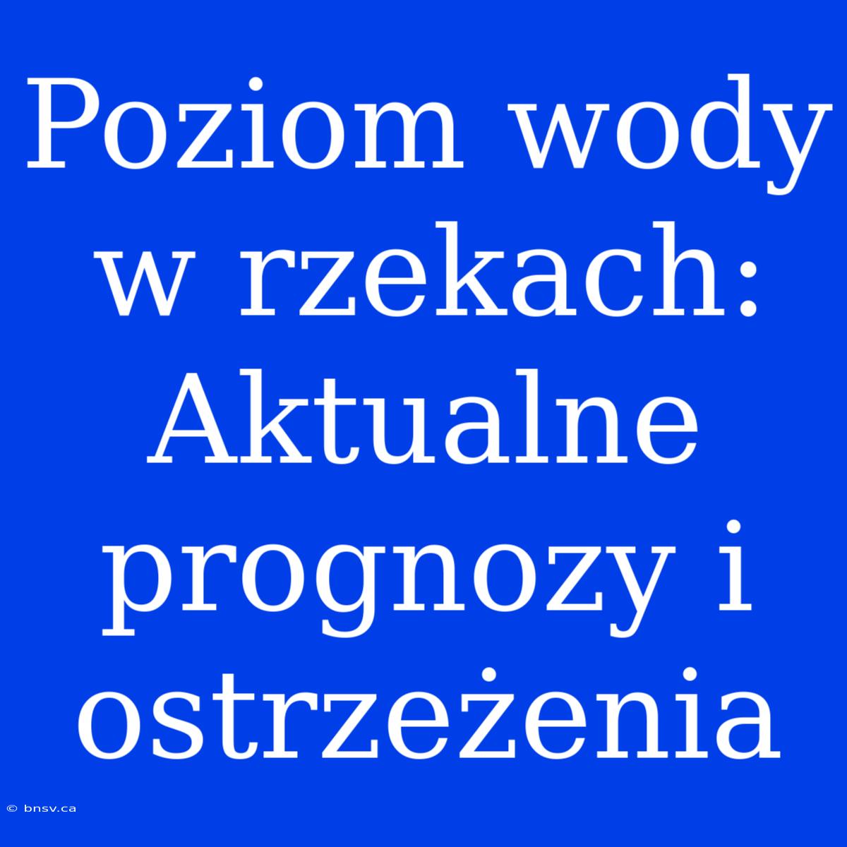 Poziom Wody W Rzekach: Aktualne Prognozy I Ostrzeżenia