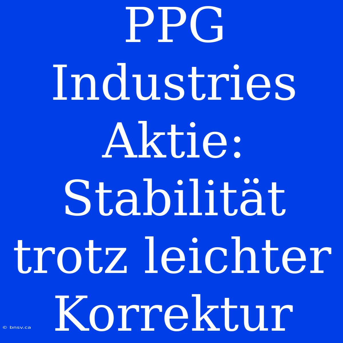 PPG Industries Aktie: Stabilität Trotz Leichter Korrektur