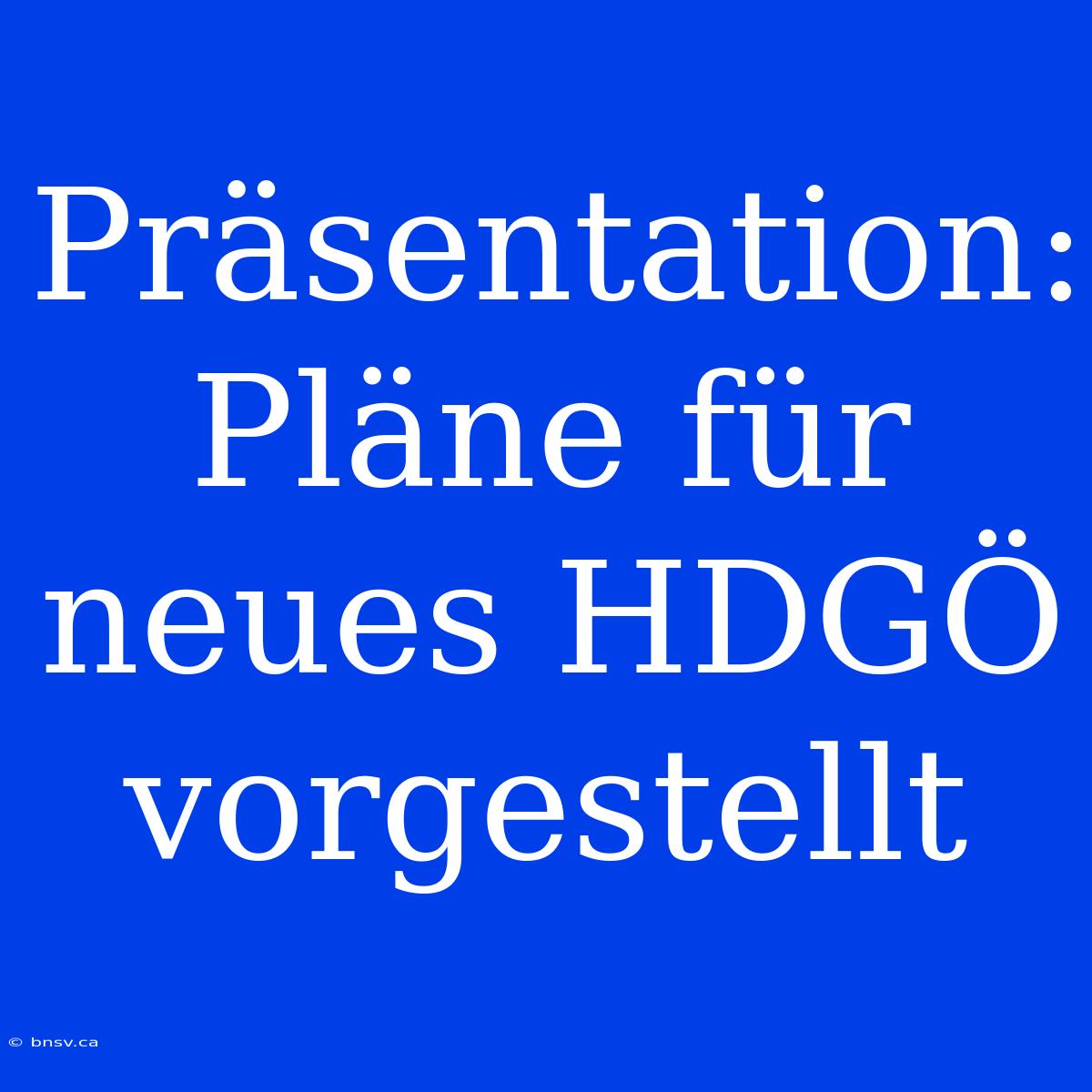 Präsentation: Pläne Für Neues HDGÖ Vorgestellt