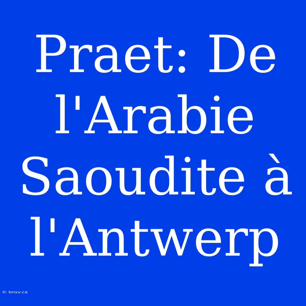 Praet: De L'Arabie Saoudite À L'Antwerp