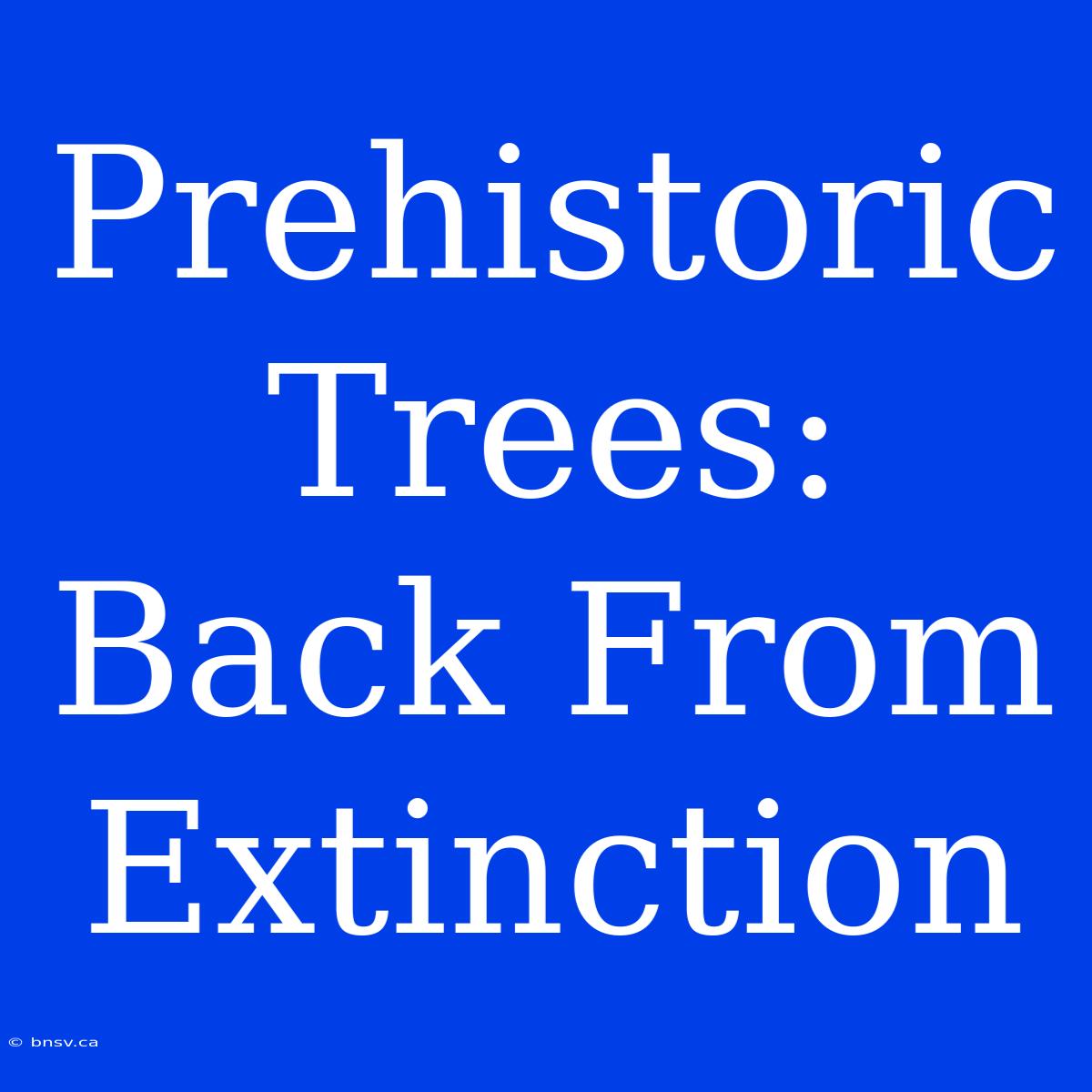 Prehistoric Trees: Back From Extinction