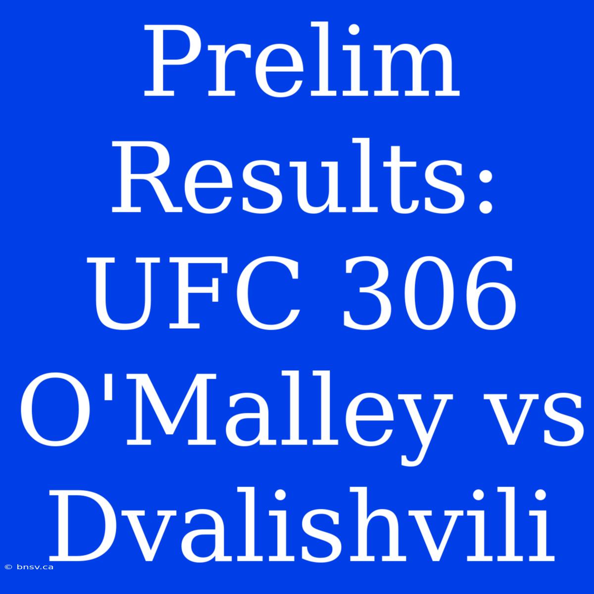 Prelim Results: UFC 306 O'Malley Vs Dvalishvili