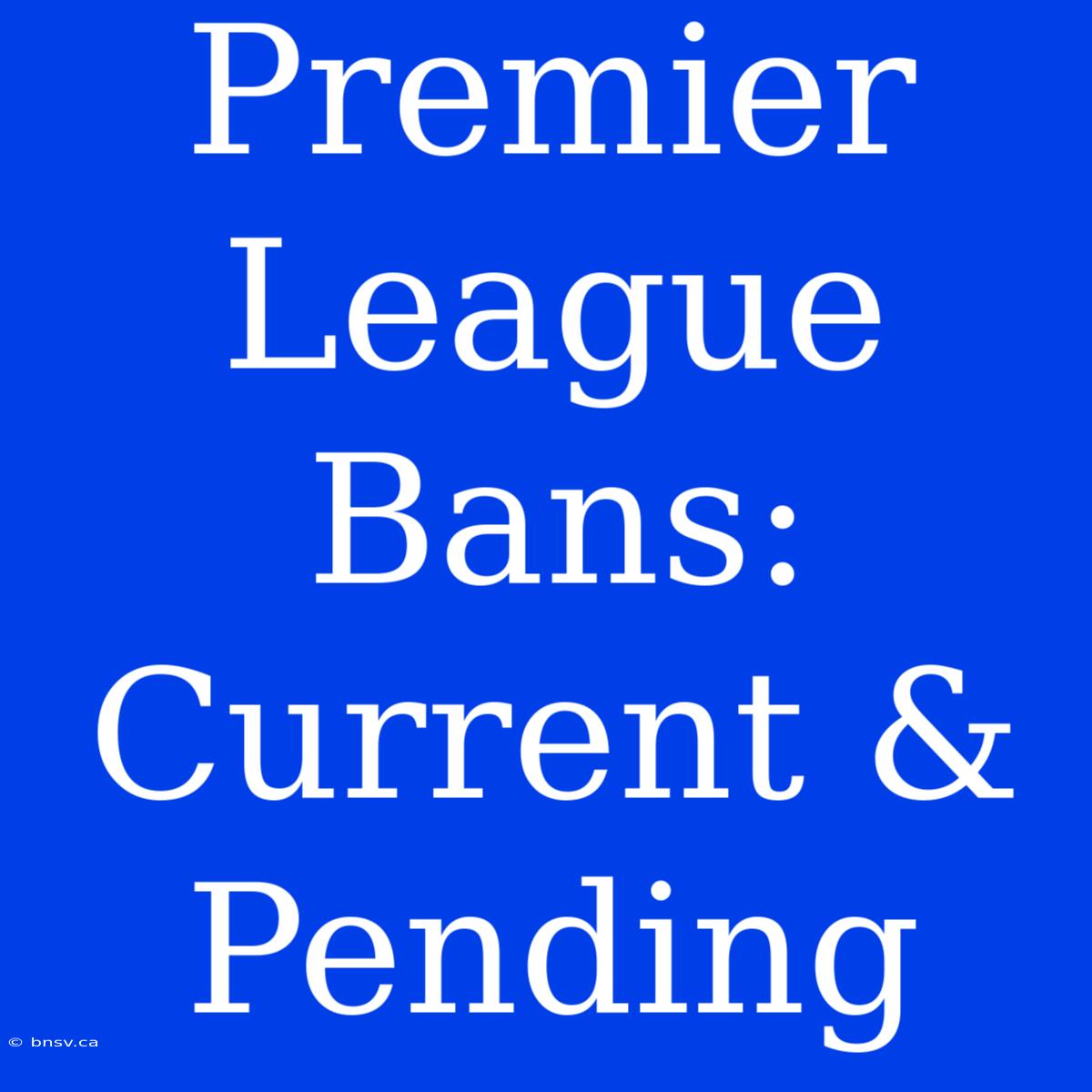 Premier League Bans: Current & Pending