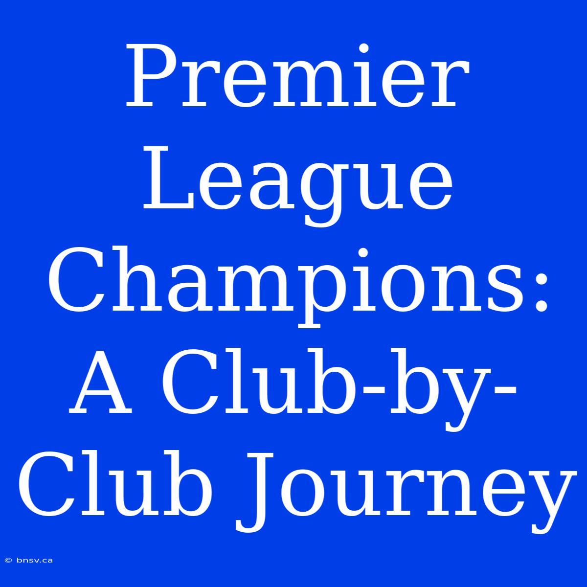 Premier League Champions: A Club-by-Club Journey