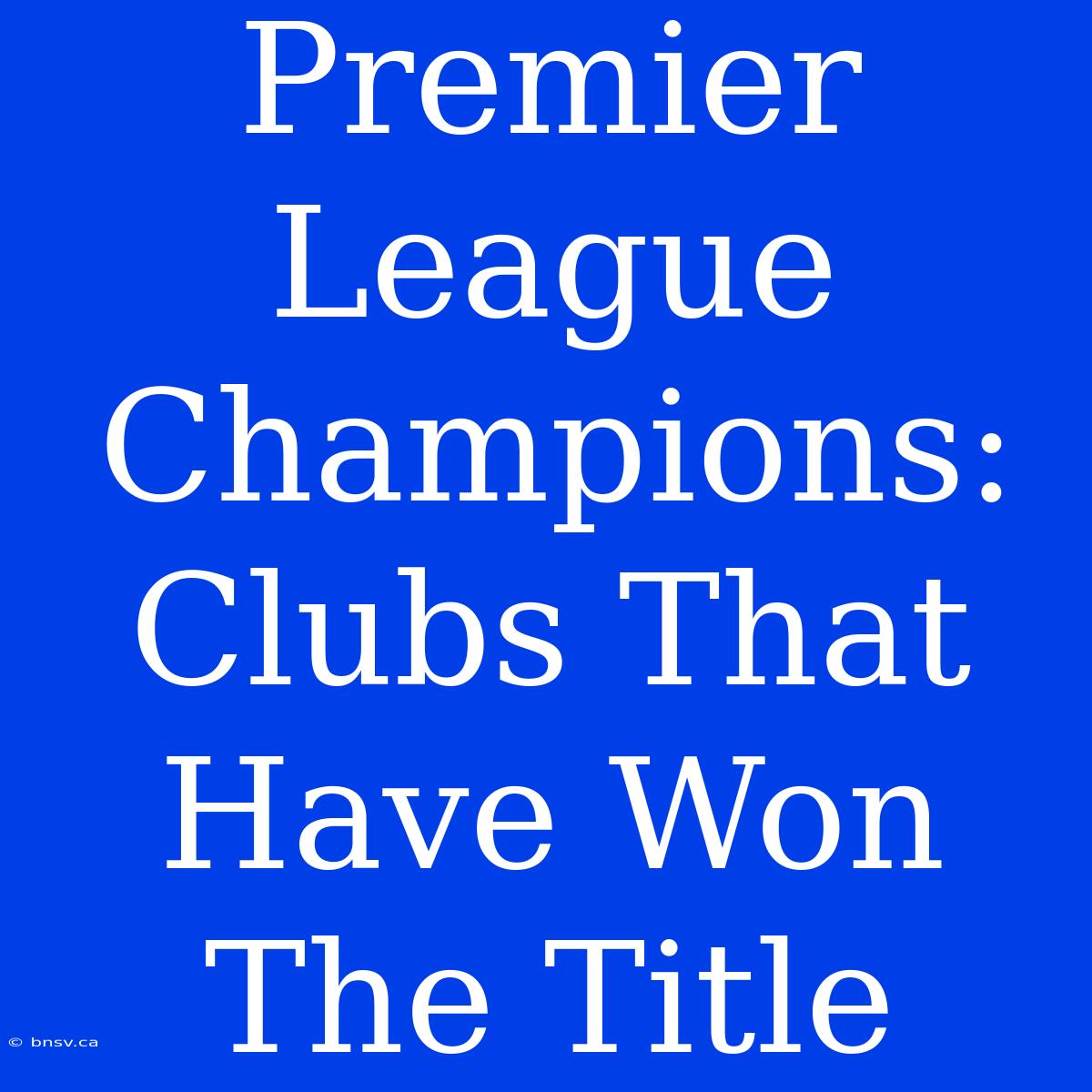 Premier League Champions: Clubs That Have Won The Title