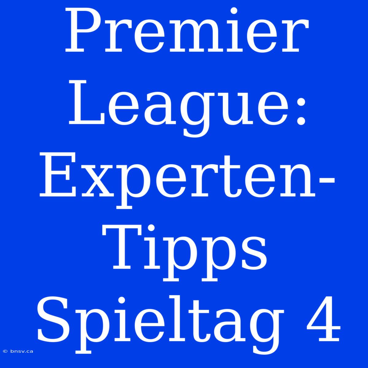 Premier League: Experten-Tipps Spieltag 4