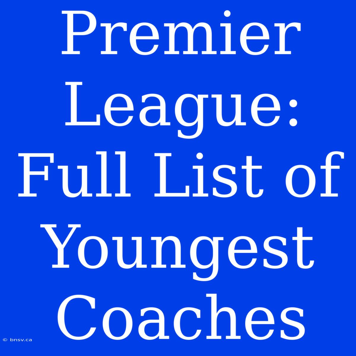 Premier League: Full List Of Youngest Coaches