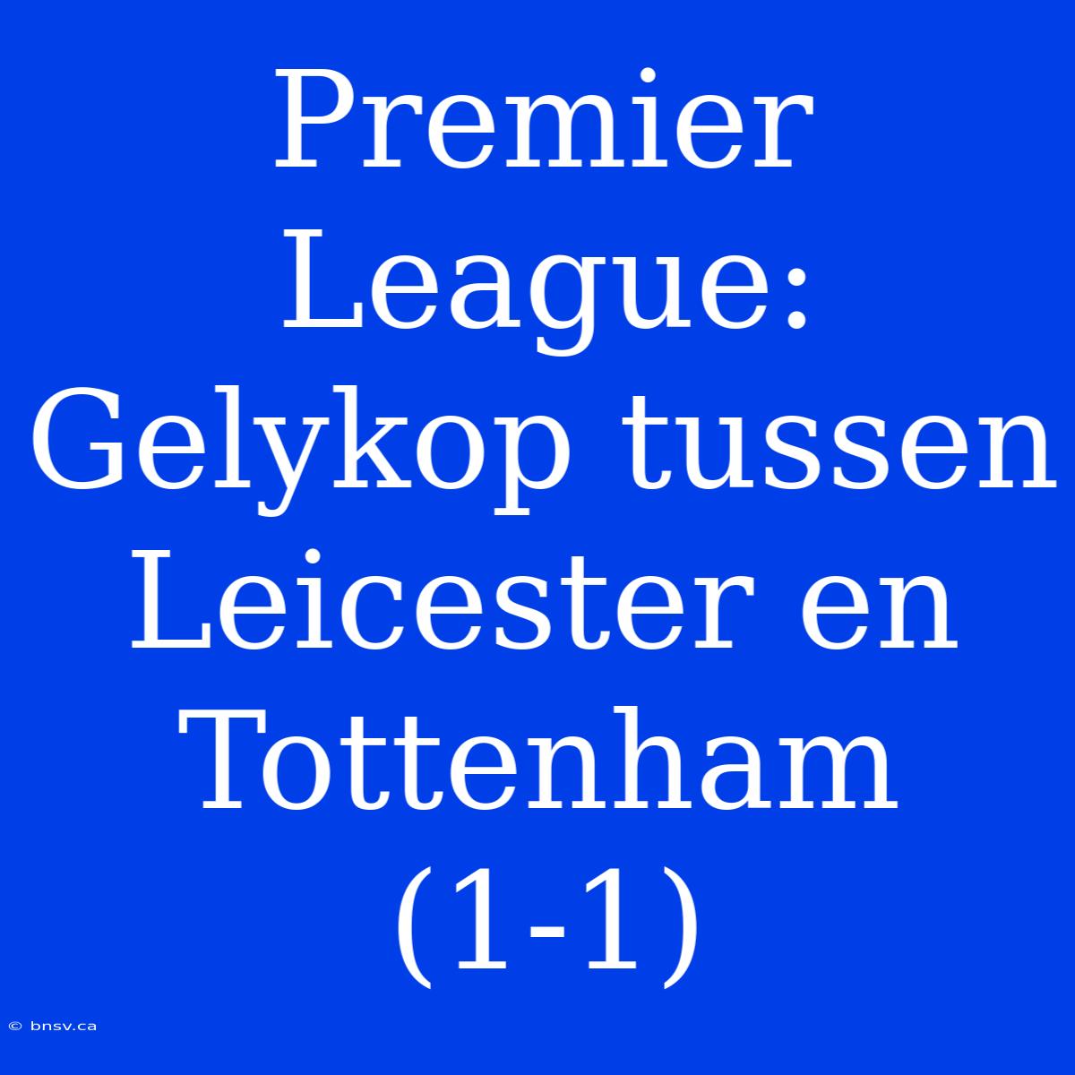 Premier League: Gelykop Tussen Leicester En Tottenham (1-1)