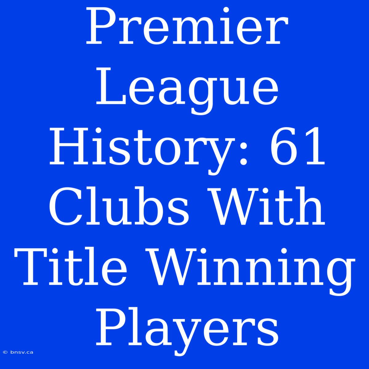 Premier League History: 61 Clubs With Title Winning Players