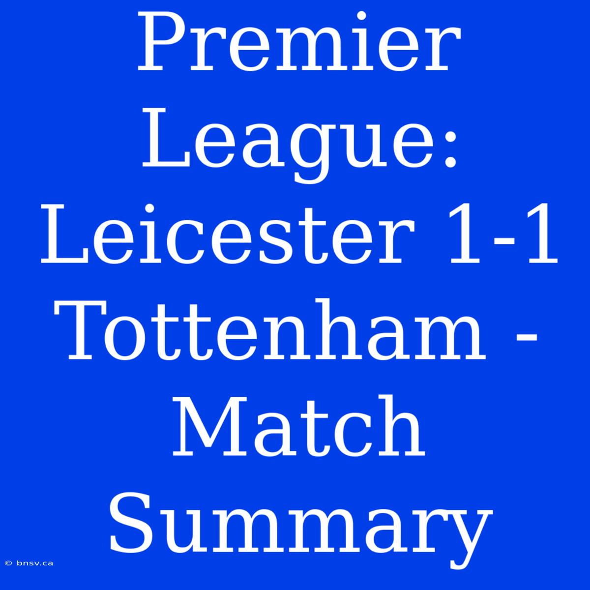 Premier League: Leicester 1-1 Tottenham - Match Summary