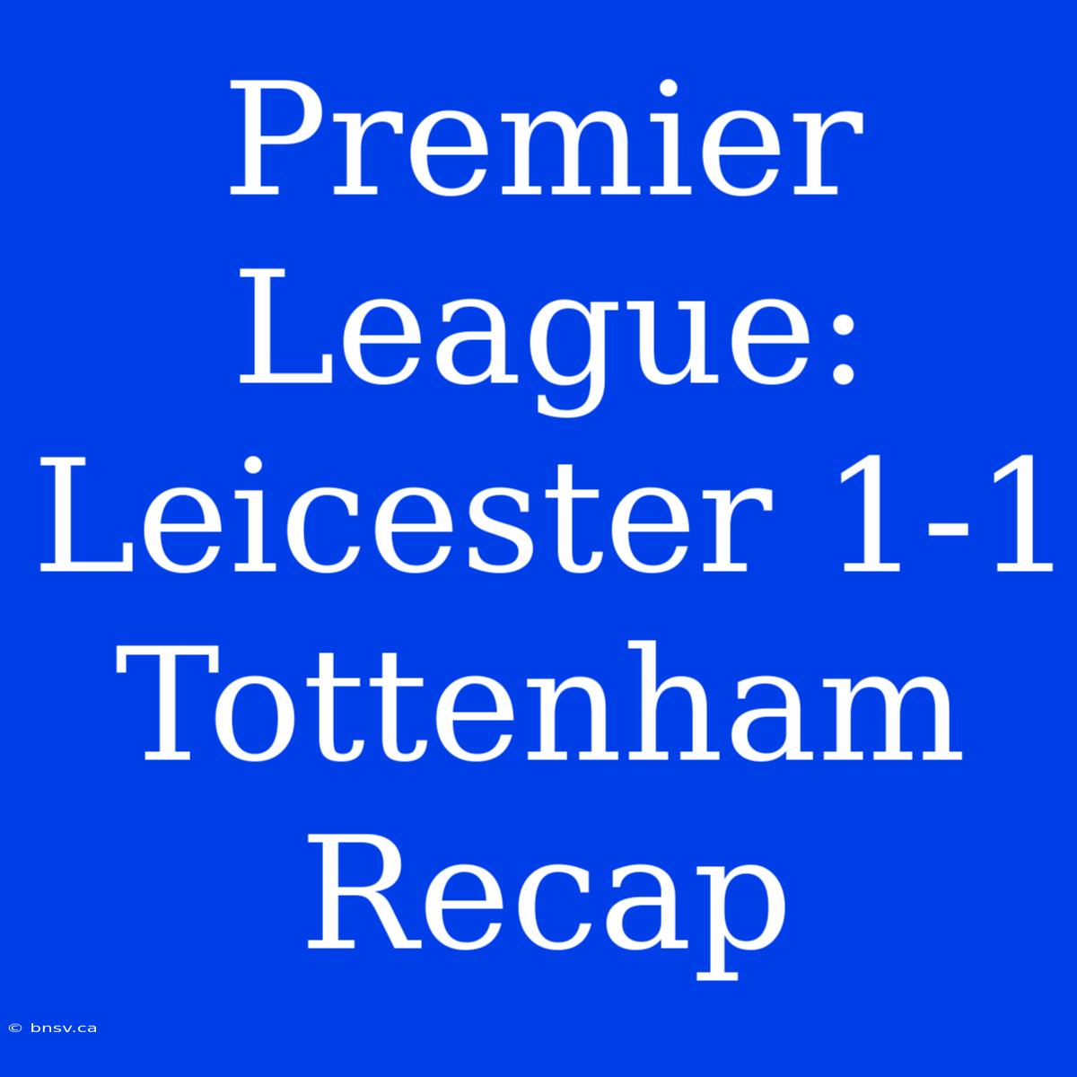 Premier League: Leicester 1-1 Tottenham Recap