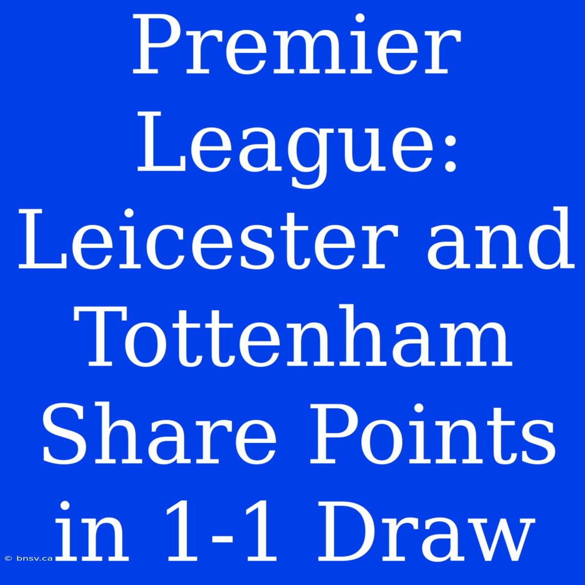 Premier League: Leicester And Tottenham Share Points In 1-1 Draw