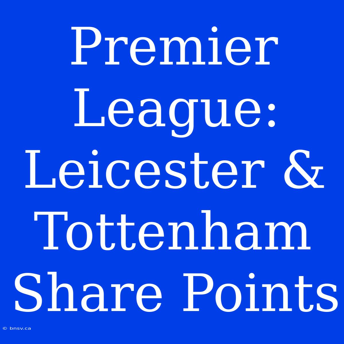 Premier League: Leicester & Tottenham Share Points