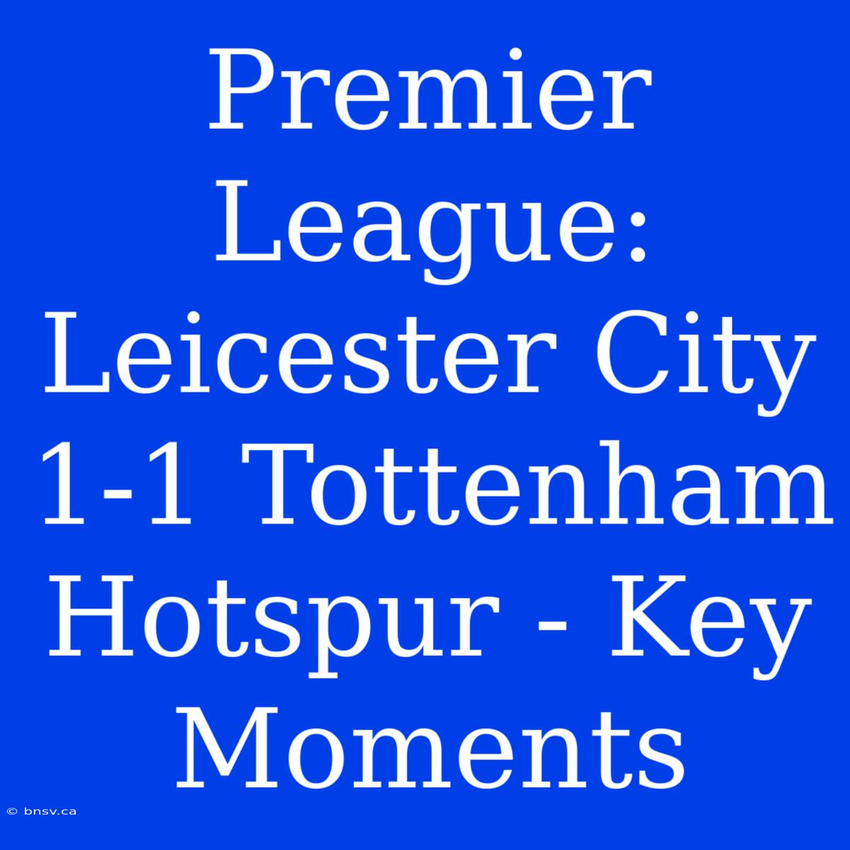 Premier League: Leicester City 1-1 Tottenham Hotspur - Key Moments