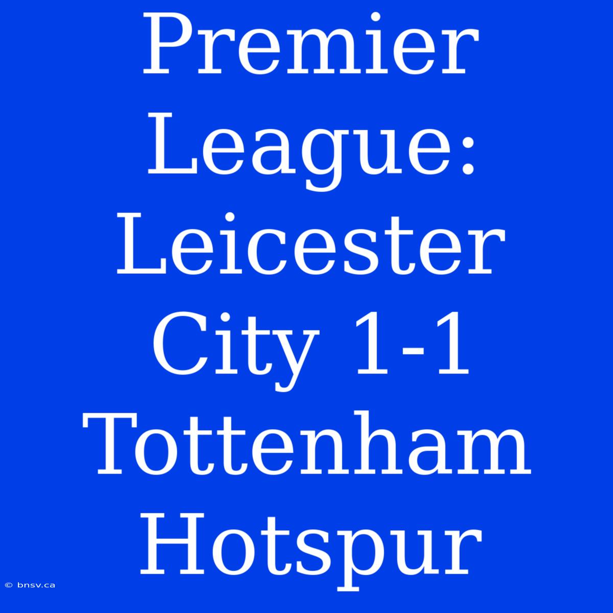 Premier League: Leicester City 1-1 Tottenham Hotspur