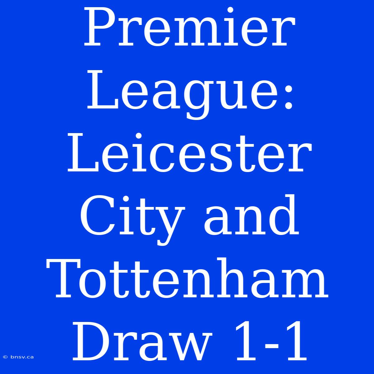 Premier League: Leicester City And Tottenham Draw 1-1