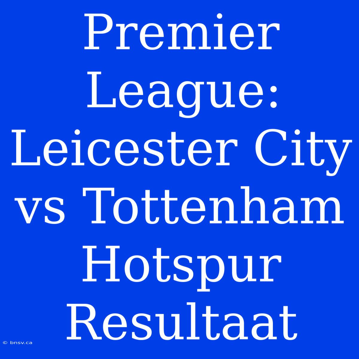 Premier League: Leicester City Vs Tottenham Hotspur Resultaat