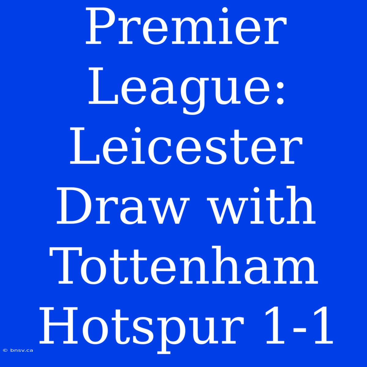 Premier League:  Leicester Draw With Tottenham Hotspur 1-1