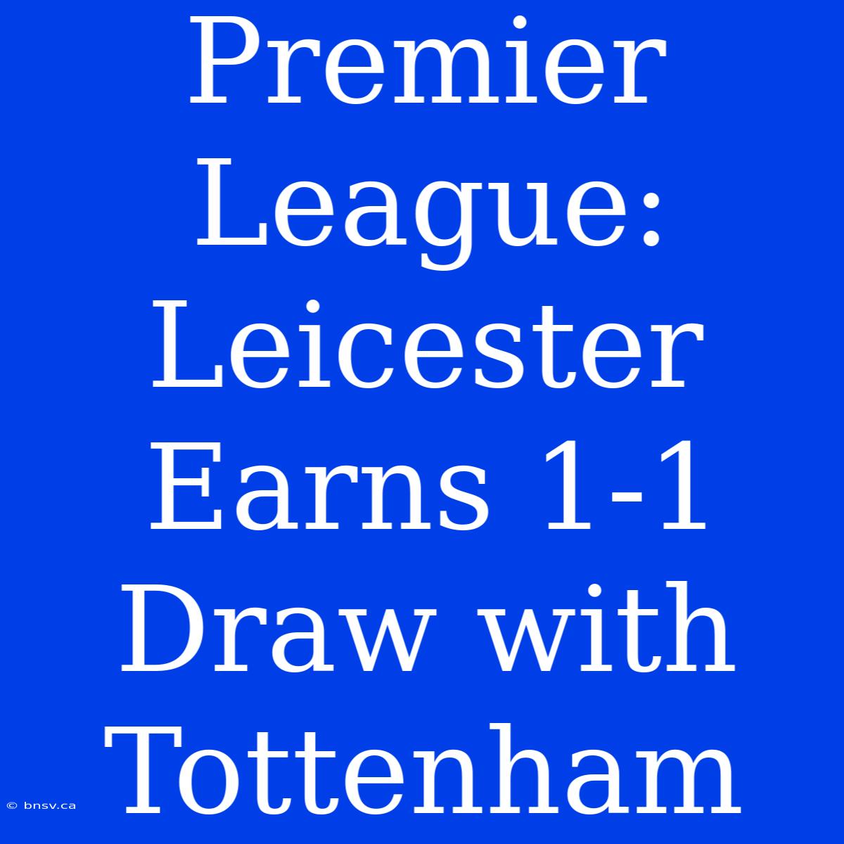 Premier League: Leicester Earns 1-1 Draw With Tottenham