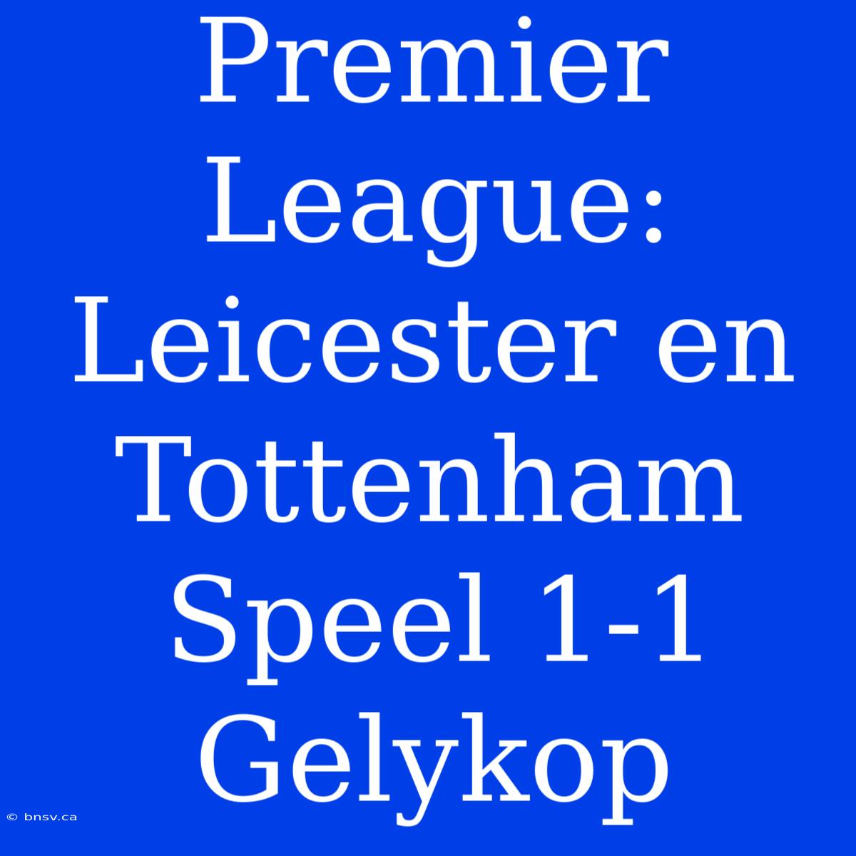 Premier League: Leicester En Tottenham Speel 1-1 Gelykop