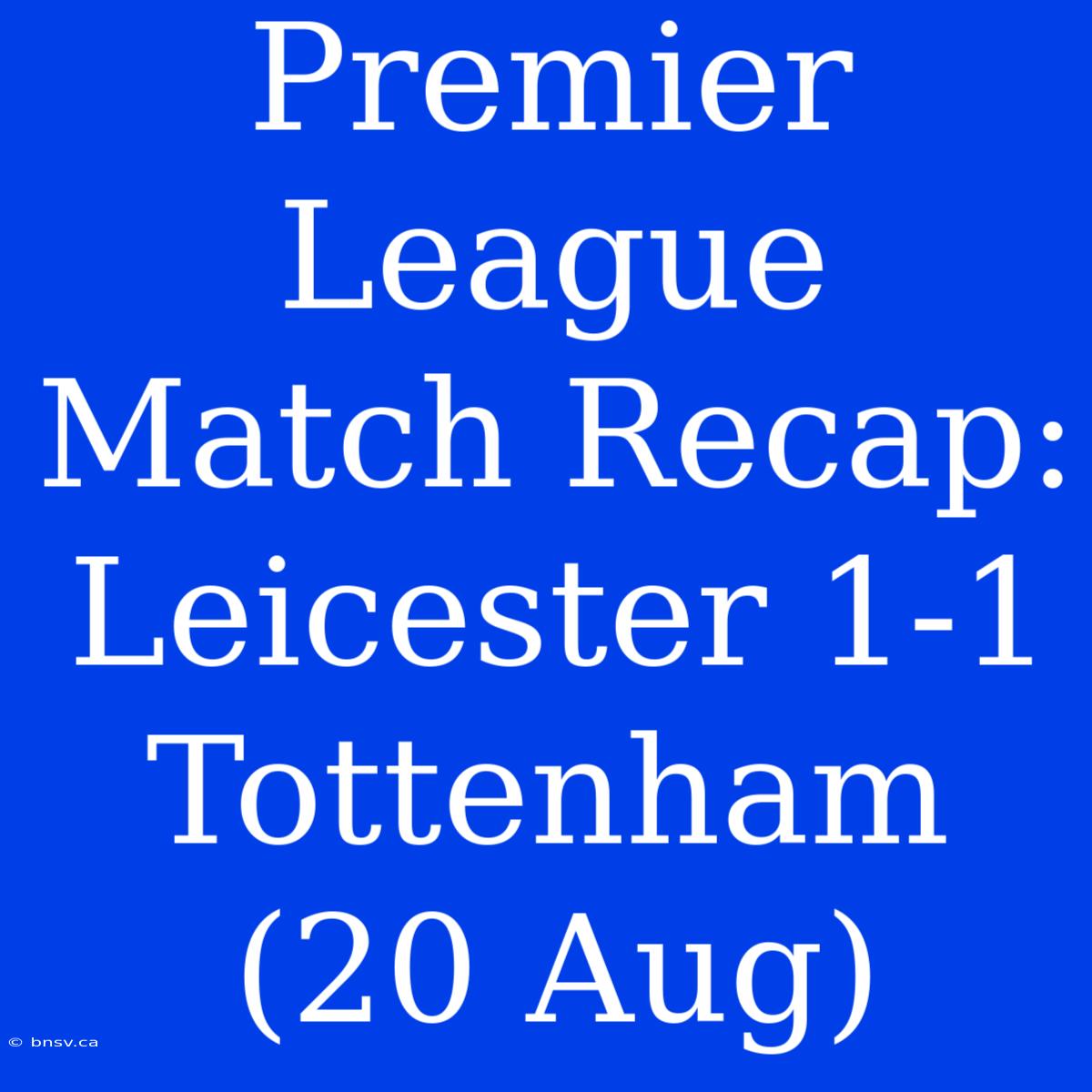 Premier League Match Recap: Leicester 1-1 Tottenham (20 Aug)