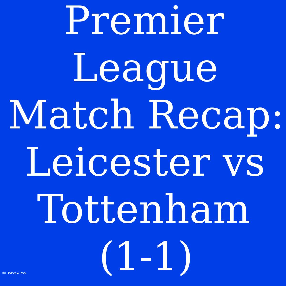 Premier League Match Recap: Leicester Vs Tottenham (1-1)