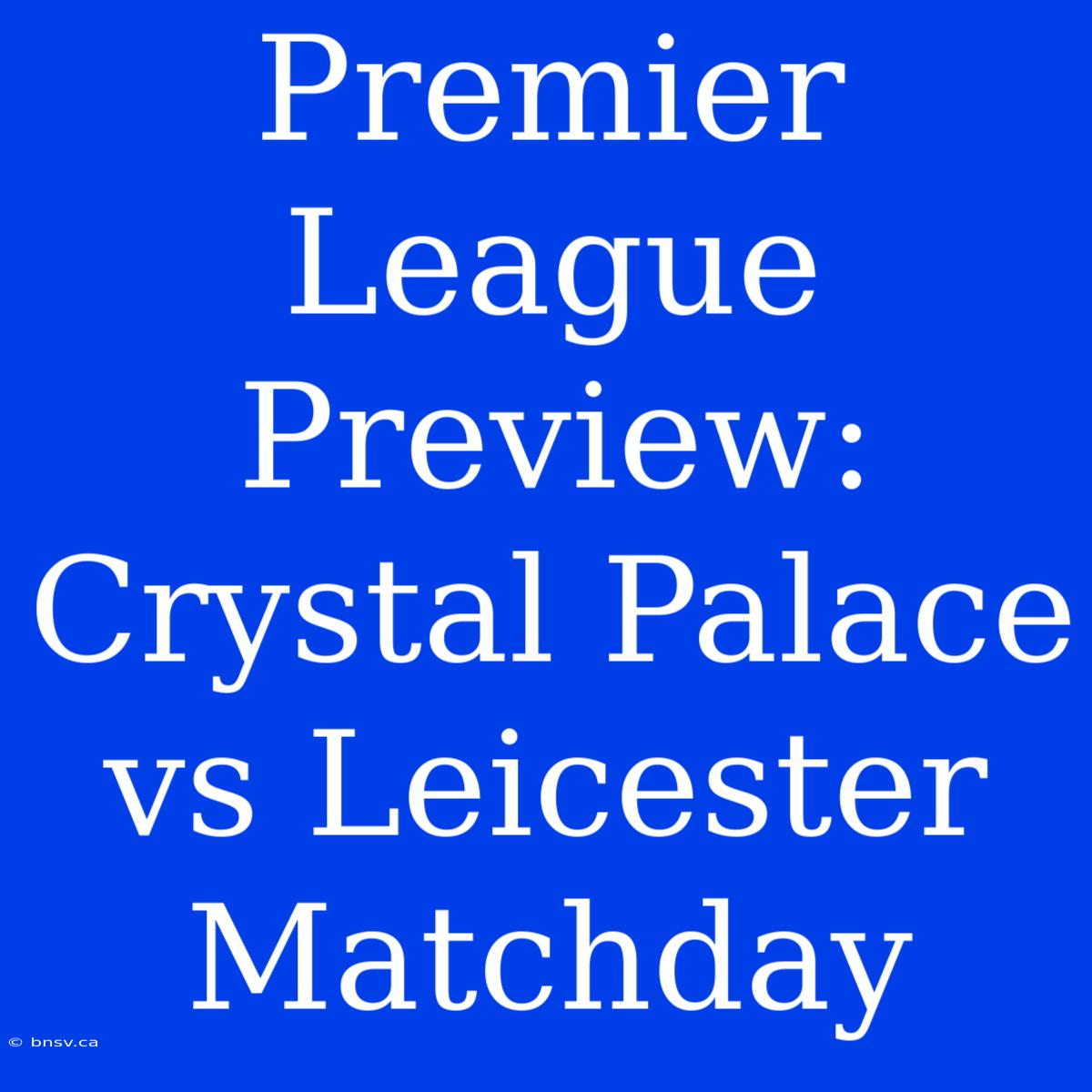 Premier League Preview: Crystal Palace Vs Leicester Matchday