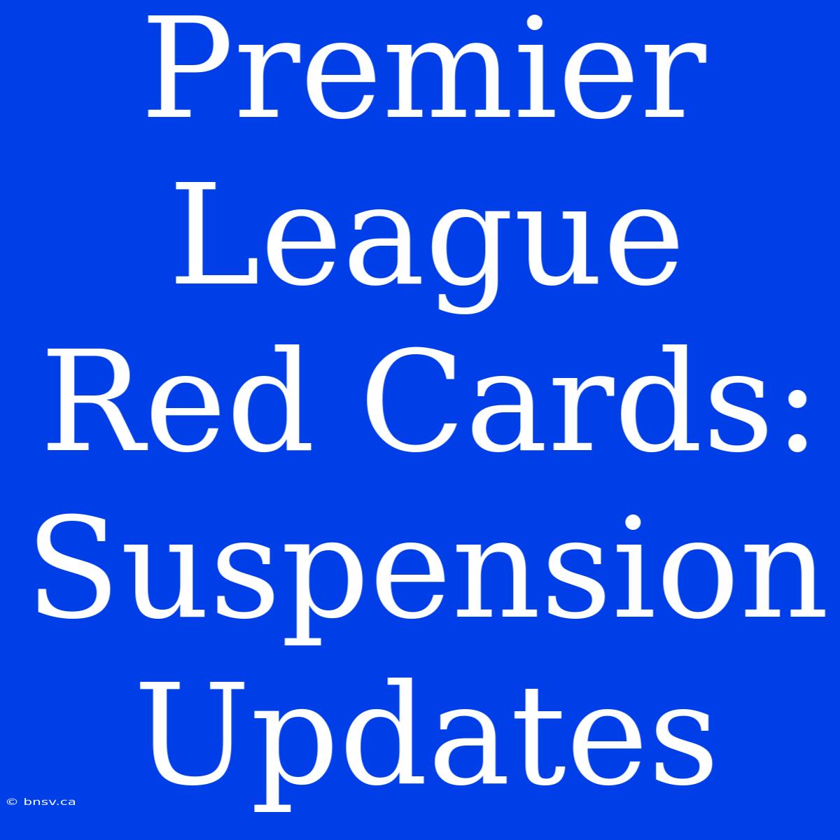 Premier League Red Cards: Suspension Updates