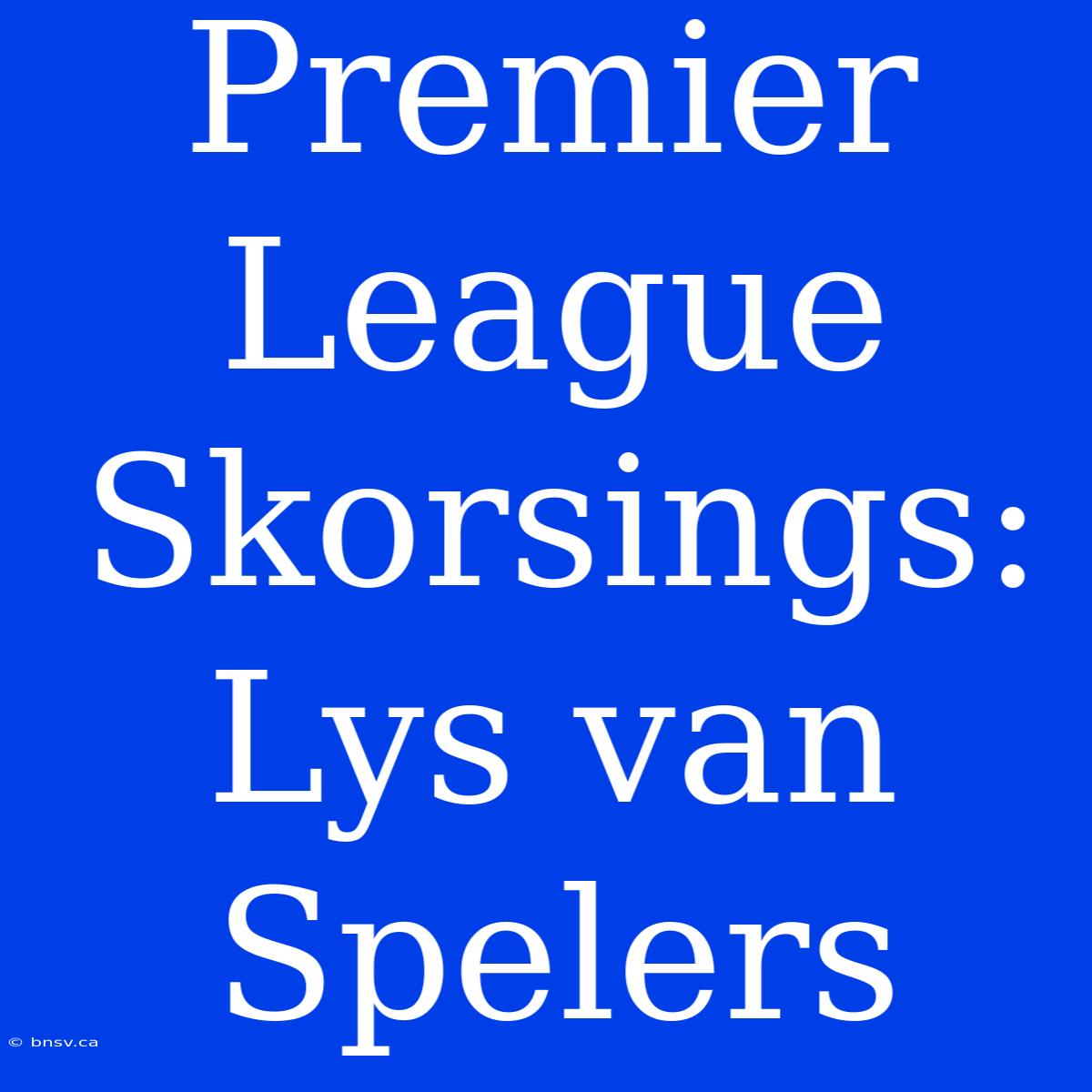 Premier League Skorsings: Lys Van Spelers