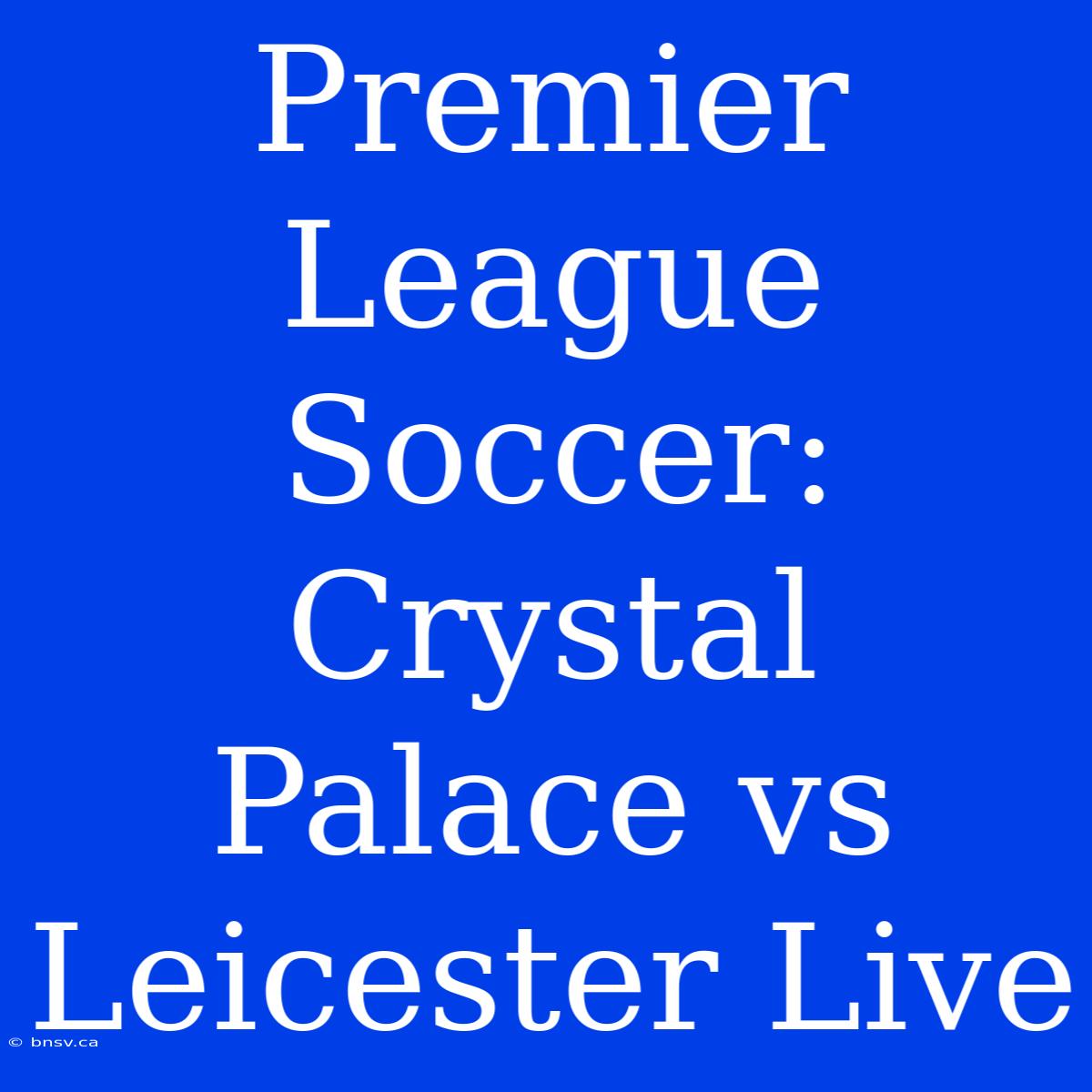 Premier League Soccer: Crystal Palace Vs Leicester Live