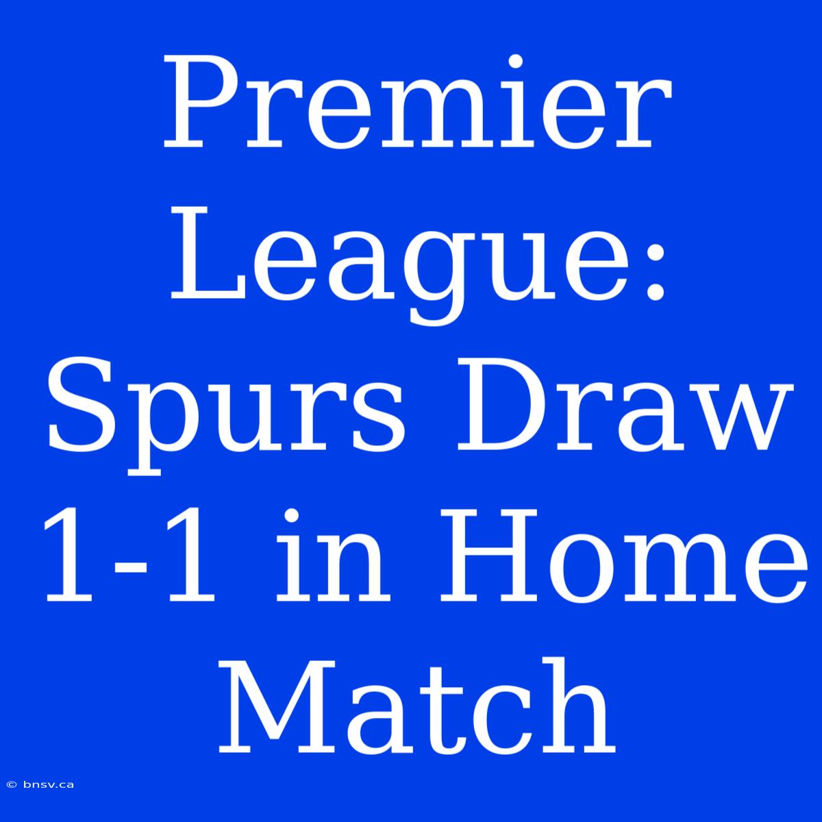 Premier League: Spurs Draw 1-1 In Home Match