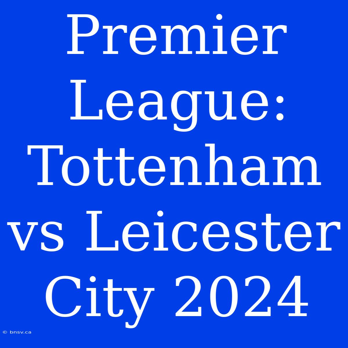 Premier League: Tottenham Vs Leicester City 2024