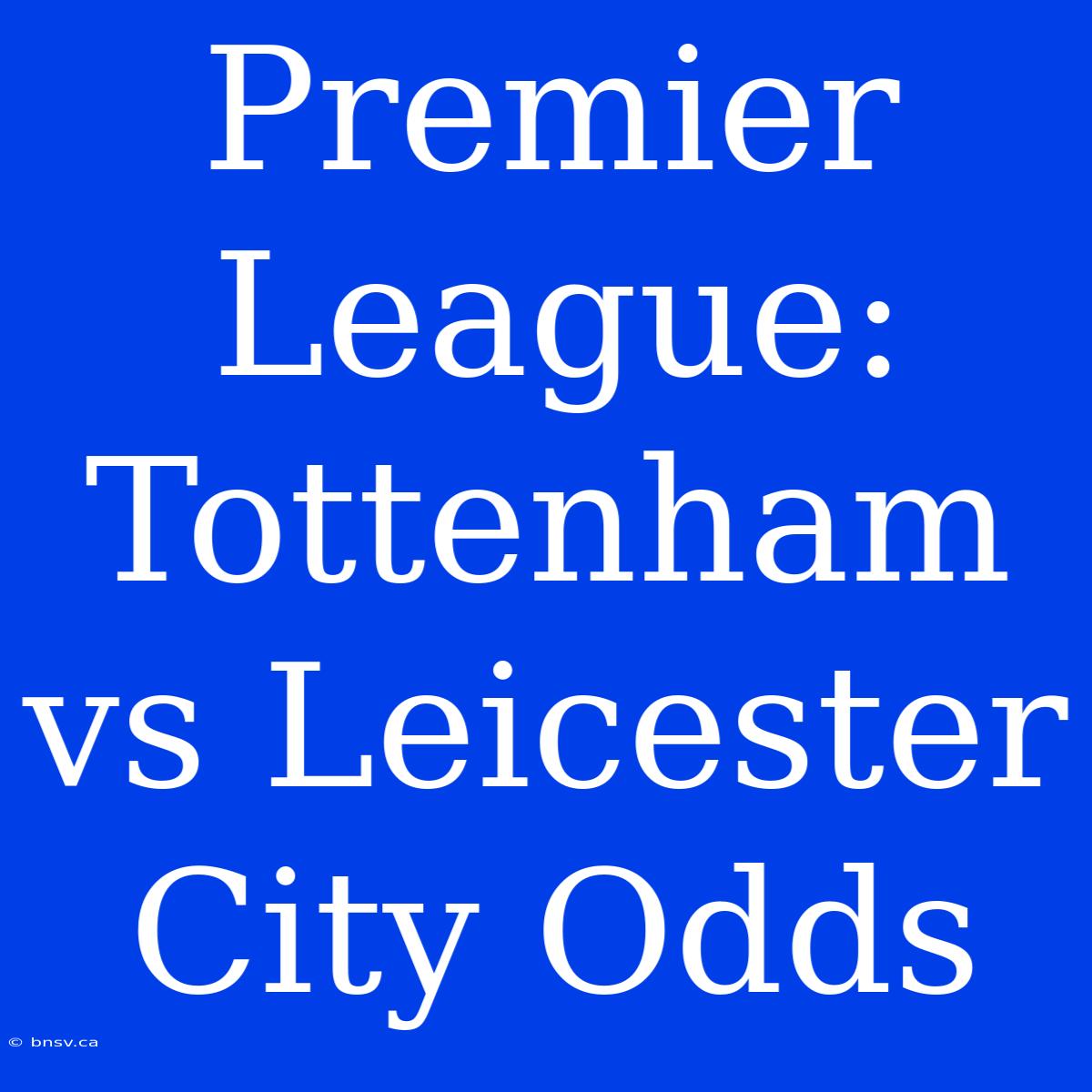 Premier League: Tottenham Vs Leicester City Odds