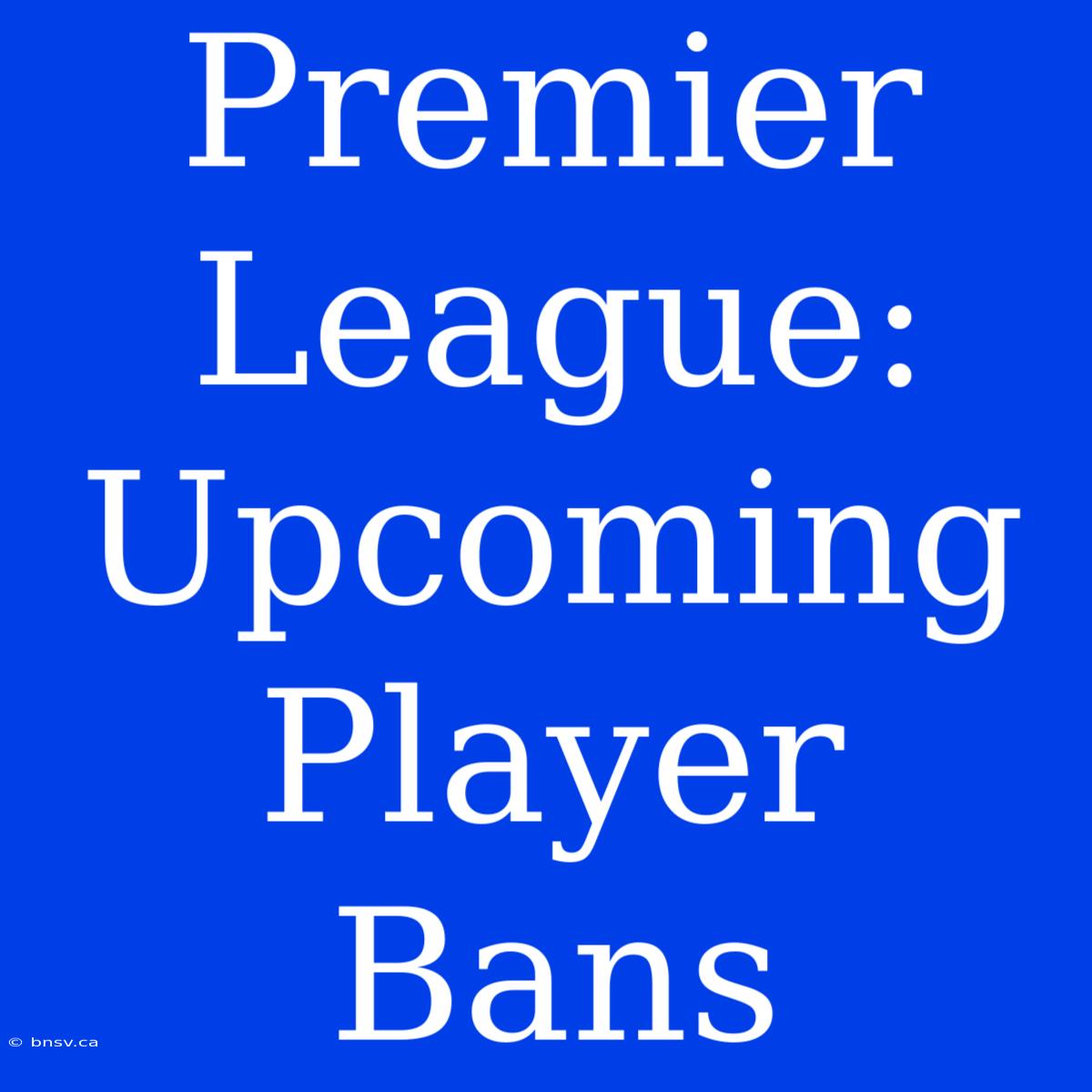 Premier League: Upcoming Player Bans