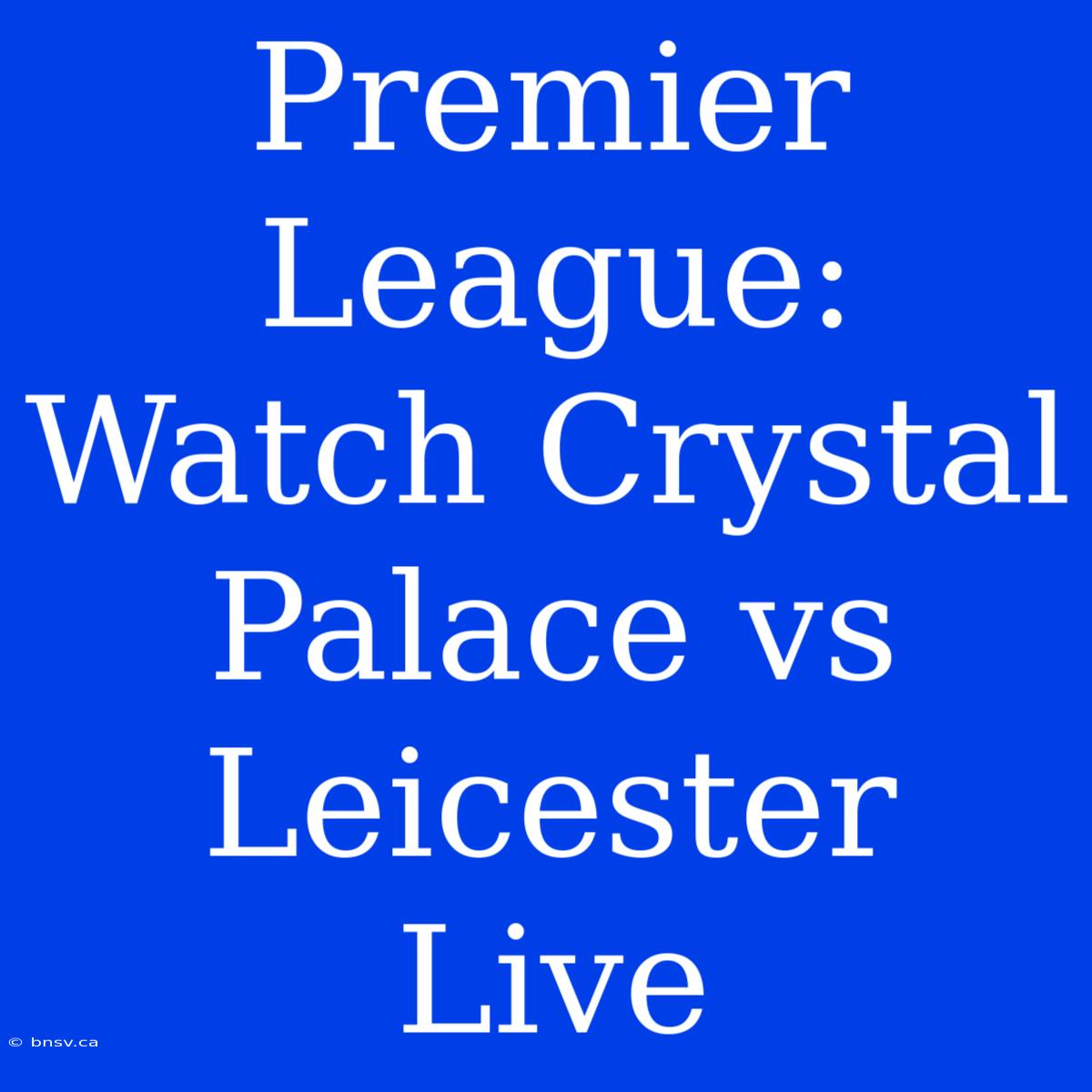 Premier League: Watch Crystal Palace Vs Leicester Live