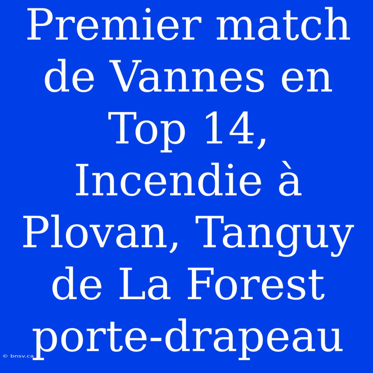 Premier Match De Vannes En Top 14, Incendie À Plovan, Tanguy De La Forest Porte-drapeau