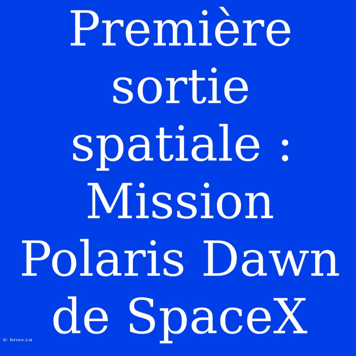 Première Sortie Spatiale : Mission Polaris Dawn De SpaceX