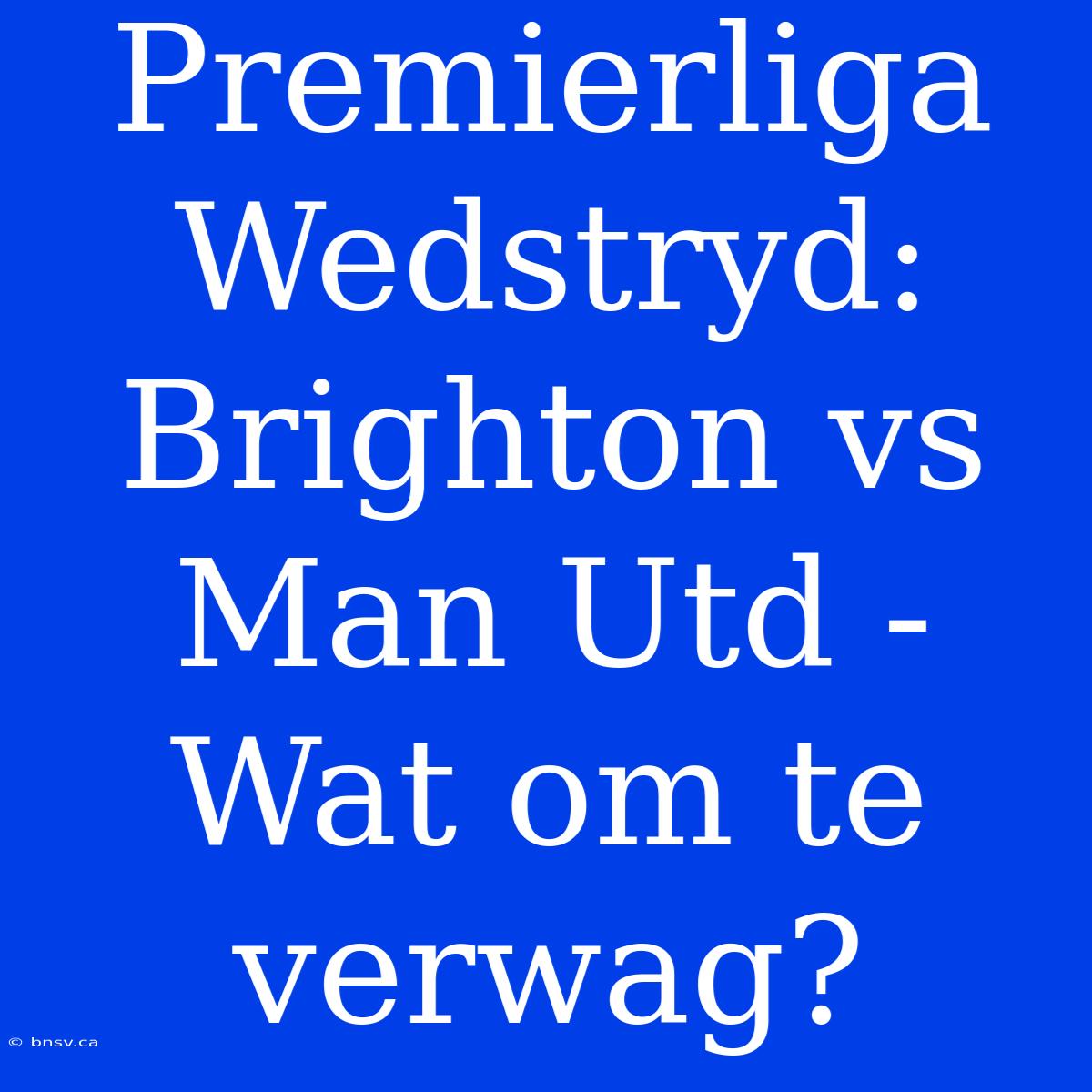 Premierliga Wedstryd: Brighton Vs Man Utd - Wat Om Te Verwag?