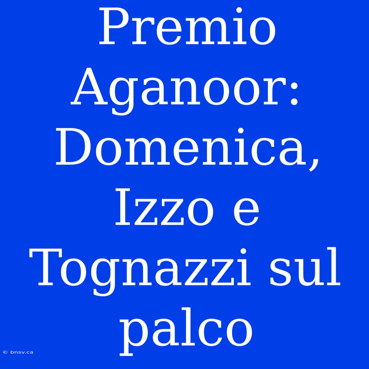 Premio Aganoor: Domenica, Izzo E Tognazzi Sul Palco