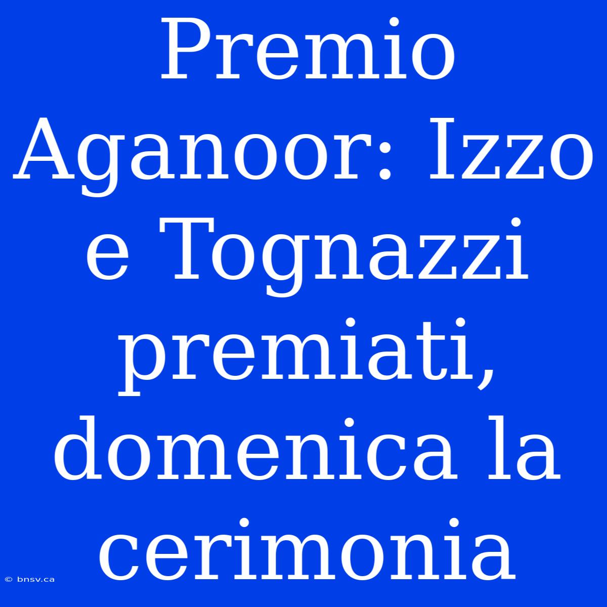 Premio Aganoor: Izzo E Tognazzi Premiati, Domenica La Cerimonia