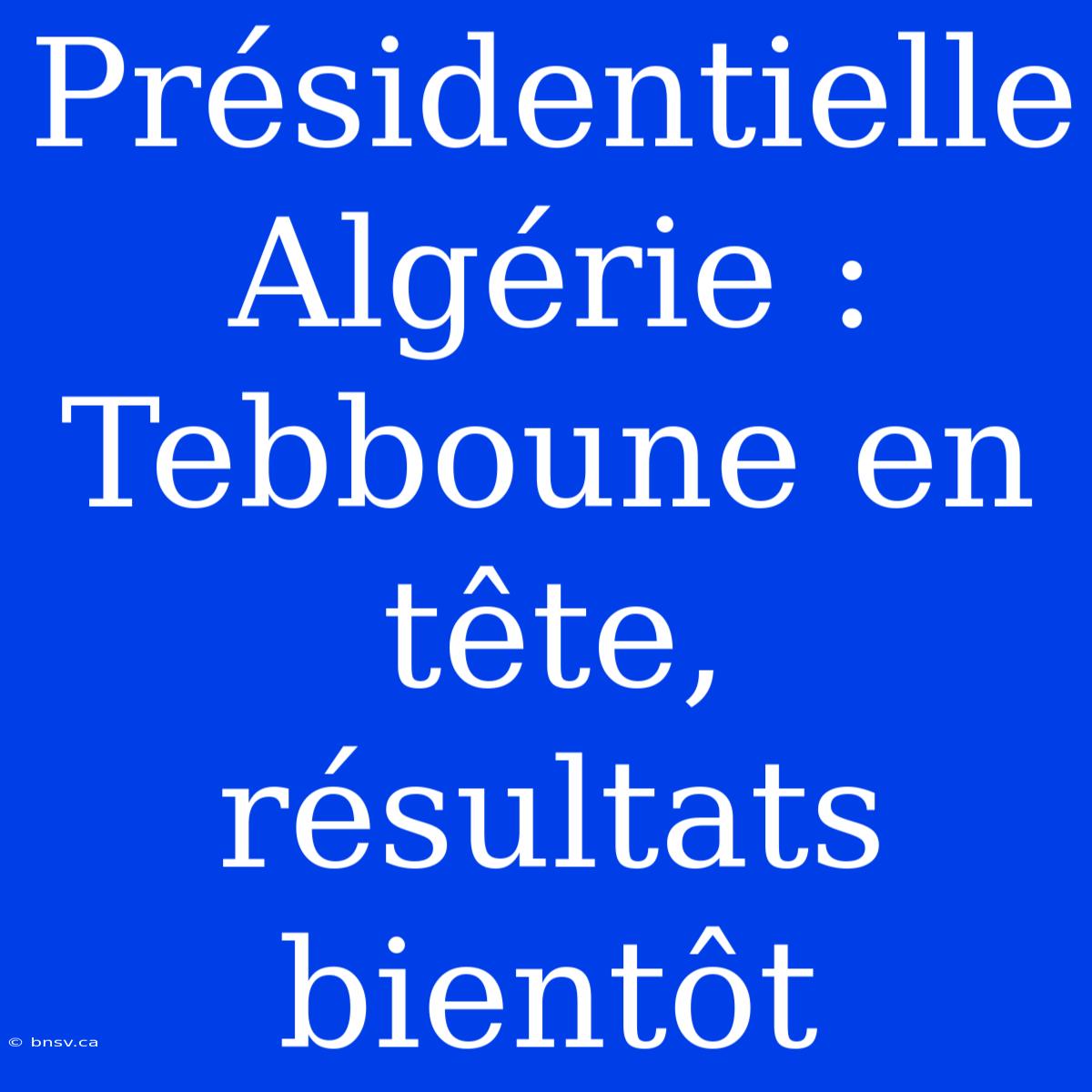 Présidentielle Algérie : Tebboune En Tête, Résultats Bientôt