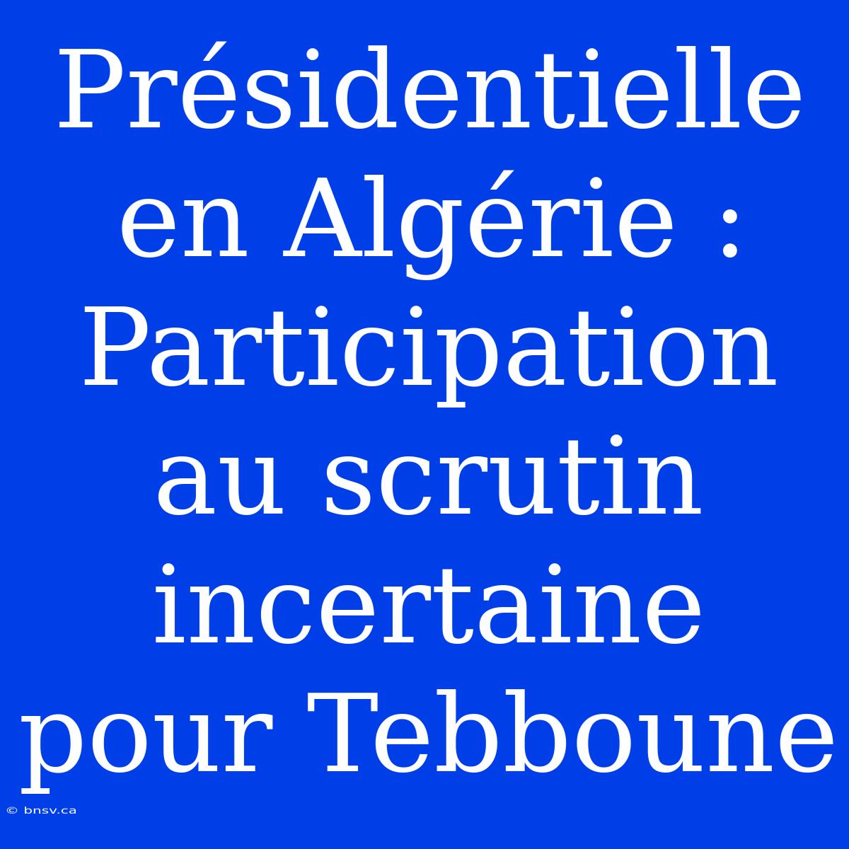 Présidentielle En Algérie :  Participation Au Scrutin Incertaine Pour Tebboune