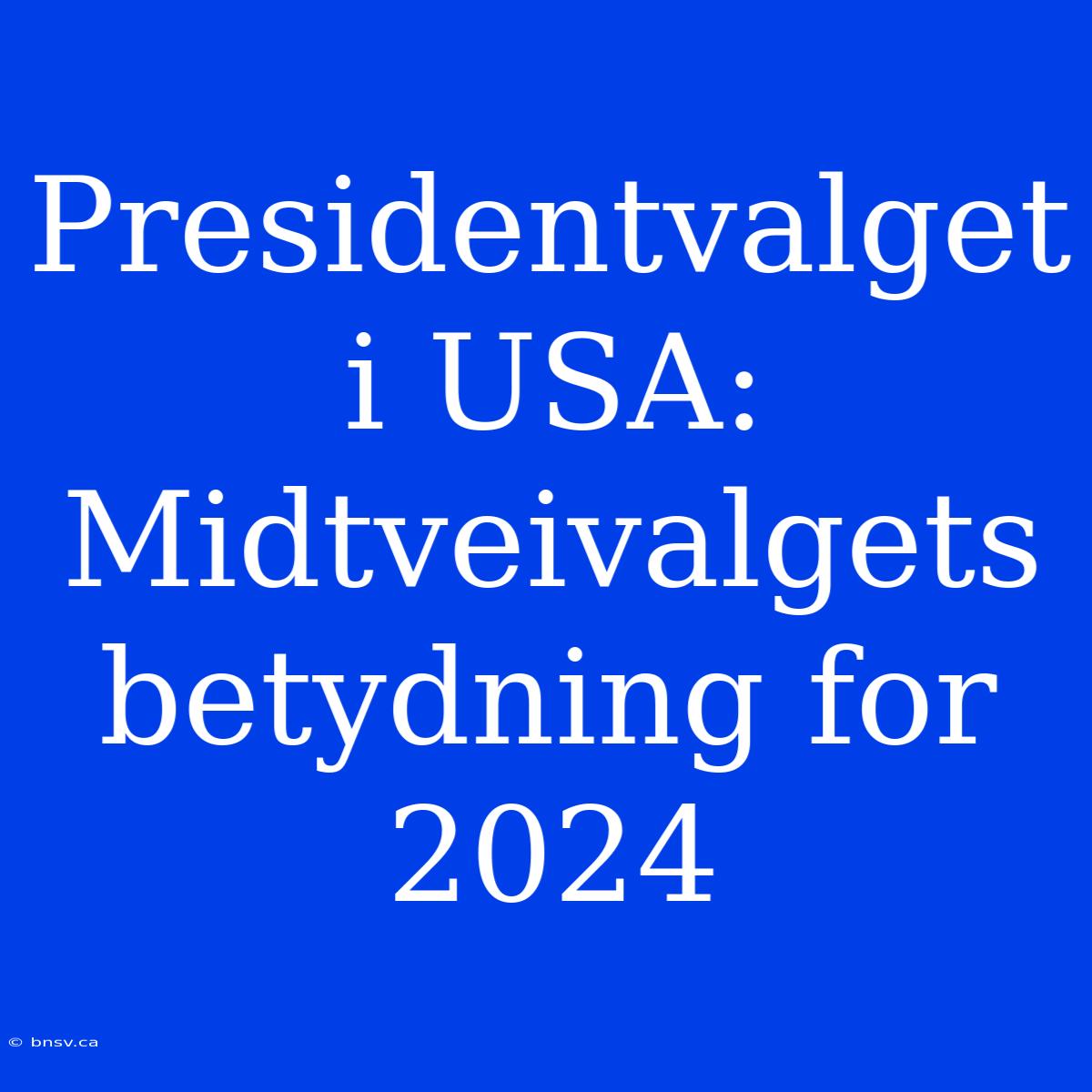 Presidentvalget I USA: Midtveivalgets Betydning For 2024