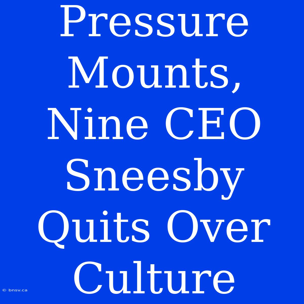 Pressure Mounts, Nine CEO Sneesby Quits Over Culture