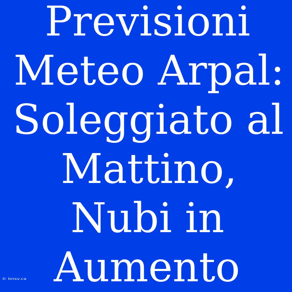 Previsioni Meteo Arpal: Soleggiato Al Mattino, Nubi In Aumento