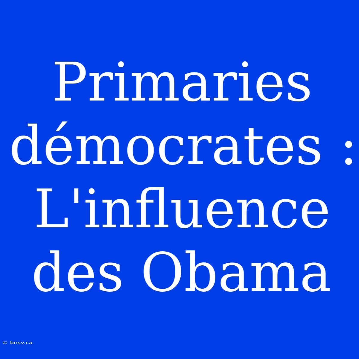 Primaries Démocrates : L'influence Des Obama